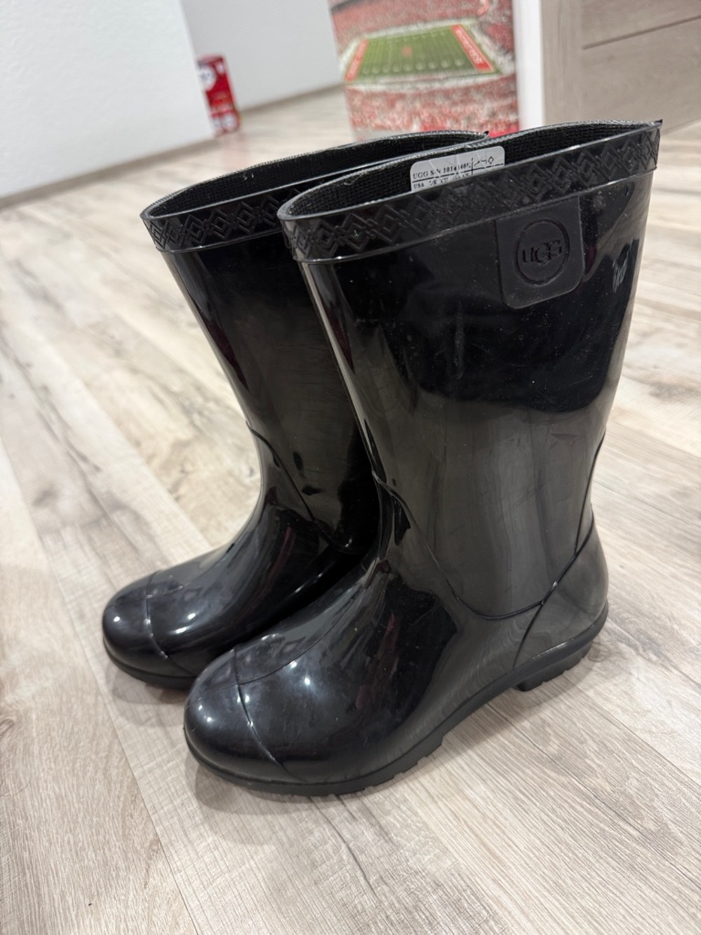 UGG Kids Black Gloss Rain Boots